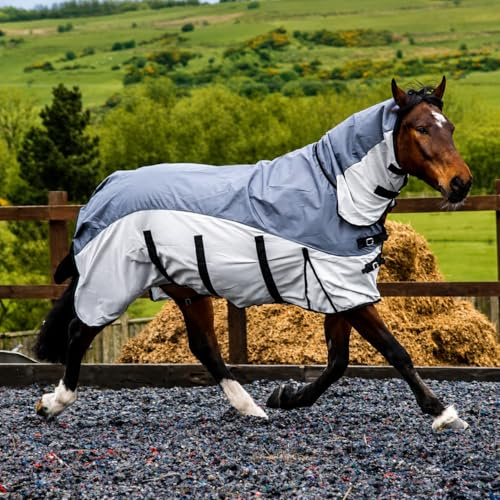 Equitack 600D Fly Rug for Horses, 6'9, Grey/Silver