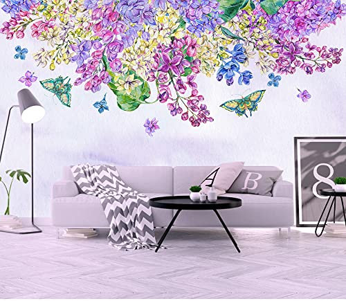 Murales de pared 3D Papel tapiz Retro Pintado a mano Pintura de pared floral Sala de estar Dormitorio Papel tapiz mural 3D Flor 250cm*175cm