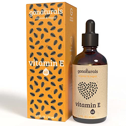 GoNaturals® Aceite de Vitamina E Liquida Pura, 50ml - 100% Natural y Vegano para Cara, Piel, Cabello y Uñas - Aceite Vitamina E Hidratante, Antioxidante y Reparador