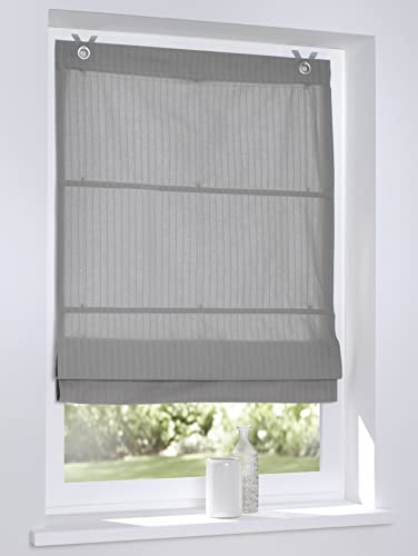 Store bateau Verlock gris rayure oeilets sans perçage occultant tamisant 60 x 140 cm (L x H)
