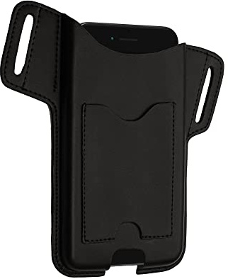 kwmobile Custodia Porta Cellulare con Fibbie per Cintura - Smartphone Cover Pelle Sintetica - Porta Telefonino Slot Porta Tessere - Copertina Morbida 17,2 x 8,4 cm