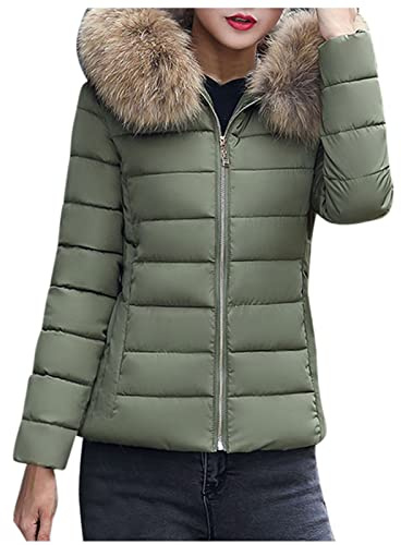 XUEJIANN Damjacka, quiltad jacka, kort kappa, stor pälskrage, dunjacka, buffertjacka, varm, vinter, övergångsjacka, kvinnor, utomhusjacka, stora storlekar, elegant retro vinterjacka, parkas, ytterkläder