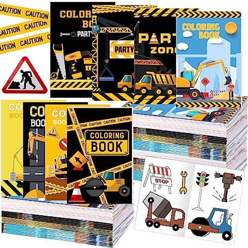 Estune 40 Pcs Construction Trucks Coloring Books Construction Party Favor Coloring Book Set Mini Small Color Booklets Goodie Bag Stuffers for Birthday Party Supplies Activity Gift