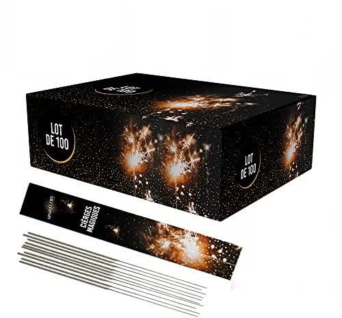 Cierge Magique Petit Modèle 14/18cm, durée 40 Secondes - Lot de 100 - Accessoire de Décoration pour Gateaux Anniversaire Enfant & Adulte, Cierges Magiques étincelante - Catégorie F1