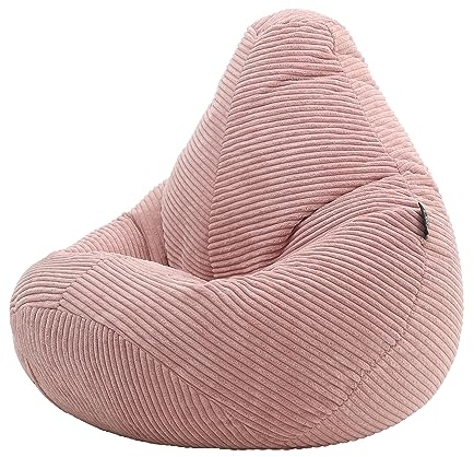 icon Dalton Kids Bean Bag, Dawn Pink, Cord Kids Bean Bag Chair with Filling Included for Girls and Boys, Childrens Chair, Beanbags for Children, Playroom Décor, Bedroom Accessories