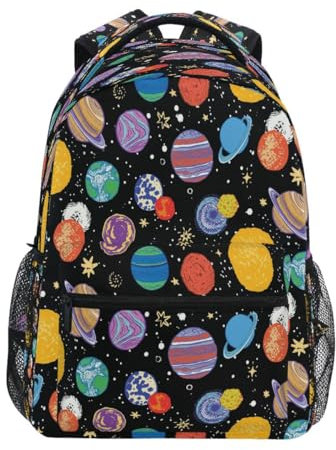 Mnsruu Planet Sonnensystem Weltraum Rucksack Tagesrucksack Schultasche Reise Schultertasche für Studenten Jungen Mädchen, mehrfarbig, L