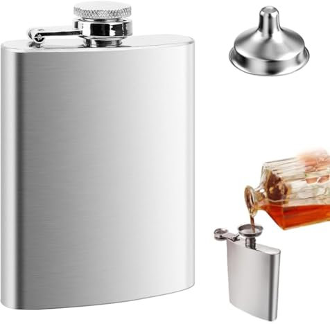 Flasque a Alcool en Acier Inoxydable 4 Oz / 112 ml, Flasque de Whisky, Portable Hip Flask avec Petit Entonnoir, Étanche Flasque Alcool pour Randonnée, Escalade, Camping, Voyage