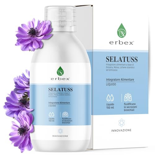 Erbex Selatuss Sciroppo Tosse Adulti e Bambini - Integratore Alimentare con Drosera, Malva, Lichene Islandico, Echinacea - 3+ Anni - Senza Alcool, Aromi e Coloranti - 10ml 3/4 Volte al Giorno