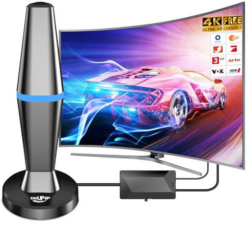 DVBT2 Antenne, DVB-T/DVB-T2-Antenne, Stärkere Stabantenne für digitales Fernsehen/Digital TV/DAB Radio/DVB-T2 Tuner Stick, Maximale Signalqualität - Mit Magnetfuß 3m Kabel