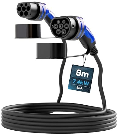 Sync Energy Mode 3 EV Fast Charging Cable, Electric and Plug-in Hybrid Vehicle Car Type 2 to Type 2, Single Phase, 8 Metre Cable, BG Sync EV, IP65, 7.4kW, 16A/32A, EVC22328SL