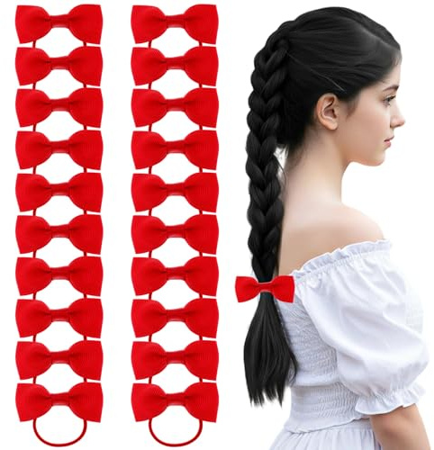 MBAIYO 20 Pcs Red Hair Accessories Set with Bow, Hair Ties Bobbles Clips Red Bow Bands for Women Girls Party Essentials