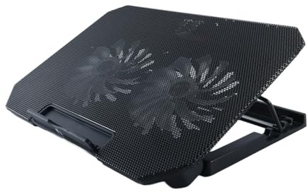 Gutol Laptopkylare för 12–17 tums bärbar dator med justerbart stöd (4 höjder), 2 tysta fläktar, 2 USB-portar, snabb kylning