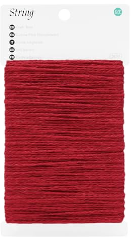 KINGLAKE 50m Red Cotton String, 2mm Macrame Bakers Twine Butchers Kitchen String for Cooking Meat, Crafts, Gift Wrapping, Christmas Halloween Decorations, Valentine's Day Presents
