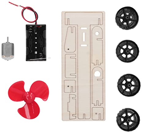 Sonew Kit de Modelo de Coche de Viento Eléctrico de Madera, Juguete Educativo para Niños, Coche de Carreras de Montaje DIY con Motor y