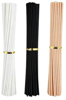 180 stycken rottingpinnar för rumsdoft 20 cm x 3 mm doftpinnar påfyllningsförpackning, diffuser, stavar, reservdel, rumsdoft, påfyllning, träpinnar för rumsdoft, diffusörpinnar, svart, vit, natur
