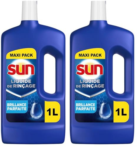 Sun Liquide de Rinçage Lave-Vaisselle Brillance parfaite - 1L - 2x plus de brillance - prévient les dépôts de calcaire sur la vaisselle (Lot de 2)