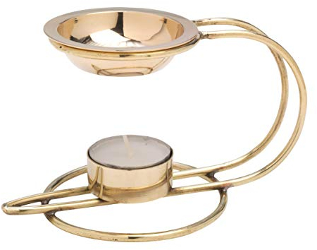 Weihrauchbrenner aus Messing [Höhe 9 cm] goldfarben für Räuchern mit Teelicht, die angenehme Alternative zum Räuchern auf Kohle