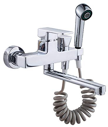 Rubinetto cucina a parete, pistola a spruzzo, rame cromato,rubinetti per lavelli rubinetto girevole lavabo lavanderia-Chrome A
