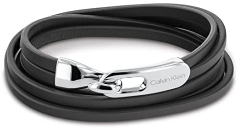 Calvin Klein Armband für Herren Kollektion WRAPPED & BRAIDED mit Schwarzem Leder und Edelstahlverschluss - 35000109