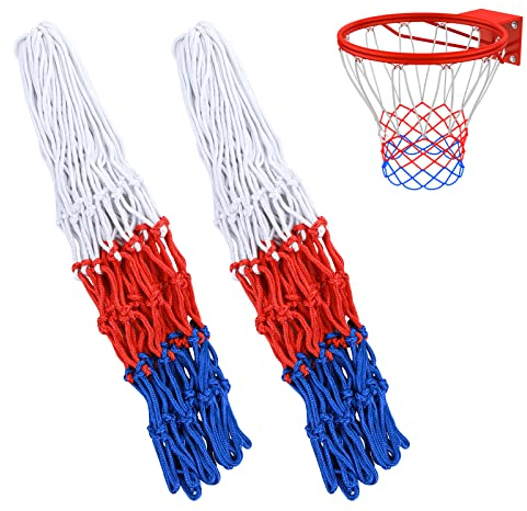 2 Stücke Basketballnetz Hochleistungs Basketball Netz Outdoor Wetterfest Nylon Basketballnetz Wetterfest Geeignet Ballnetz Netz für Basketballkorb Schulspielplätze im Freien Indoor Sportarten