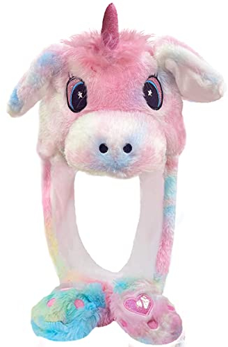 Laahoem Bewegliches Ohr Einhorn Hut Damen niedlich lustig Plüsch Hut Mütze Tier Cosplay Geburtstag Party Geschenk Colorful