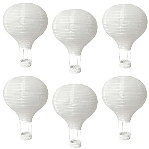 6-pack 30 cm hängande varmluftsballong vita papperslyktor set återanvändbara festbollslampor för gör-det-själv hantverk bröllop födelsedag förlovning baby shower fest hem klassrum dekor dekorationer