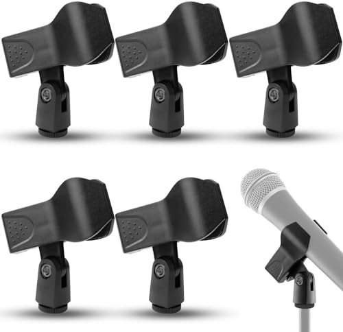 cersaty® 5 Stück Mikrofonhalter, Universal Mikrofonklemme Plastik Mikrofon Clip für Bühnentreffen, Live-Sprache, Konzerte, Aufnahmen, Streaming, KTV