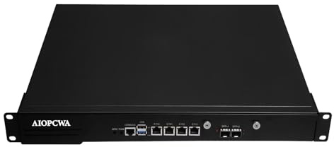 AIOPCWA Firewall Hardware, 19 Zoll 1U Rack Mount, Dual 10GbE SFP+, Network Security Appliance, Router PC, N200, 4 x I226V 2.5GbE LAN, OPNsense, AES-NI, VGA, Barebone NO RAM NO SSD