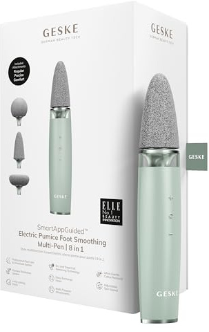 GESKE Electric Pumice Foot Smoothing Multi-Pen | 8 in 1 | Elektrische Fußfeile | 3 Bimsstein-Aufsätze | Weiche Füße | Effektive Hornhautentfernung | Handliches Design |Für Dein Pediküre-Set