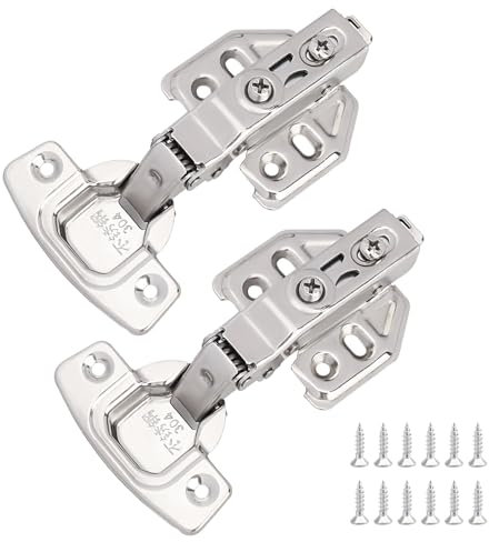 2 Piezas Bisagras de Armario, 110 Grados Bisagras de Resorte Plegables con Tornillos, Bisagras de Muebles de Acero Inoxidable para Puertas de Armario de Cocina