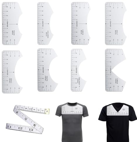 Regla de sastre, regla curva, regla de alineación de camisetas, cinta métrica blanca de PVC, 8 piezas para adultos, jóvenes y niños