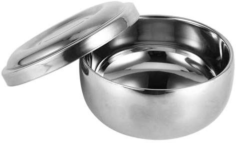 ACOGEDO Premium Rakande Tvålskål med Lock för Män Våt Rakning Silver Metall Rakmugg Robust Legering Rakverktyg Anti-slid Borste Skål