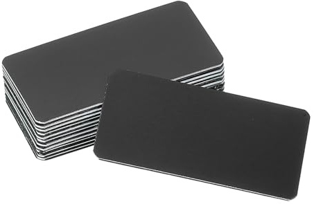 sourcing map 12 Pcs Blank Name Plates, 2 x 1 Engraved Metal Name Plate Laser Strong Adhesive Nameplate Anodized Aluminium Custom Blank Plates for Signs DIY Crafts, Black