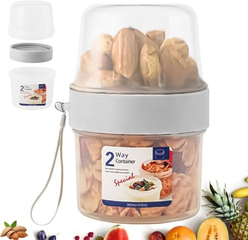 Jialuodeng Müslibecher To Go, Auslaufsichere Joghurtbecher To Go, Müsli Cup to Go Becher | Unterteilung für Joghurt Müslibecher für Unterwegs, Schule, Picknick, 310ml+360ml