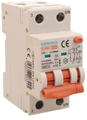 Interruttore Differenziale Magnetotermico Tipo A 32A B32, RCBO Bipolare 2P Vero (NO 1P+N), Curva B 6kA 30mA, Doppio Leva con Diagnostica Visiva, 2 Moduli DIN, Serie PL8M2