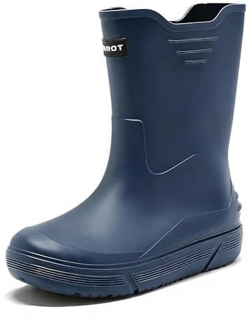 kmkaren Rain Boots for Men, Non-Slip Rubber Boots, Waterproof Outdoor Garden Boots, Lightweight Mid Calf Rainboots, Comfort Muck Work Shoes for Fishing Climbing Farming