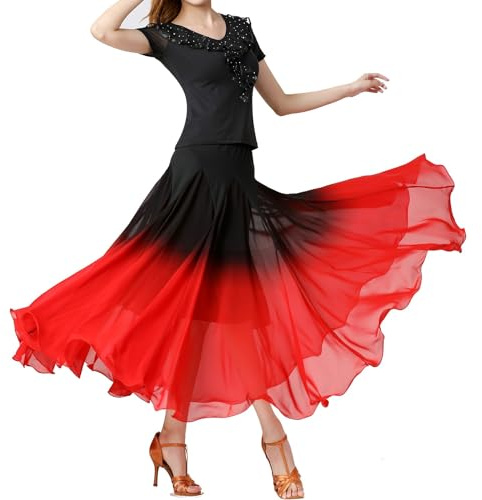 Vestido de danza, media falda, degradado, vestido de baile, vestido de baile moderno, falda larga
