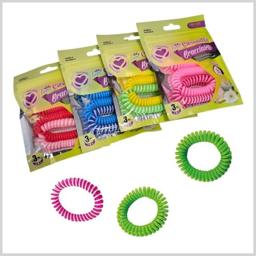 EMPOTEC pz 30 Bracciale Braccialetti Repellente Antizanzare, con Oli Essenziali di Citronella per Bambini e Adulti, per Attività all'aperto e Viaggi, n10 Buste COLORI ASSORTITI