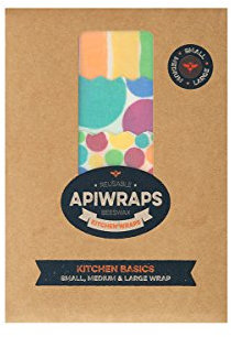 APIWRAP Basics Pack/Three different size Small, Medium, Large/Rainbow / Reusable Beeswax Food Storage Wraps/Organic Product