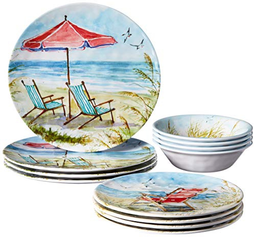 Certified International 89529 Ocean View stoviglie, piatti in melamina, multicolore