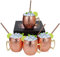 Set of 4 Copper & Stainless Steel Hammered Moscow Mule Mugs Drinking Cup with 4 Straws, Great Dining Entertaining Bar Gift Set