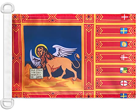 AZ FLAG - Drapeau Vénétie - 45x30 cm - Pavillon Nautique Vénitien - Veneto - Italie Spécial Bateau Et Extérieur En Maille Bloquée Avec Anneaux Plastiques Intégrés - 30g