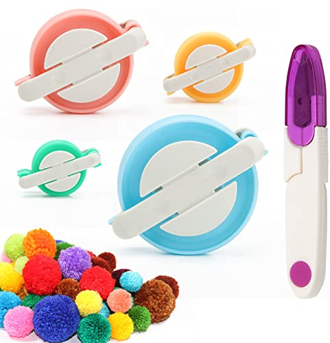 Hoedia Pompom-Maker in 4 Größen, Pompom-Maker für Garn, Flusenball-Weber für Garn-Pompons, Wolle, Stricken, Basteln, IDY-Werkzeug-Set mit Schere
