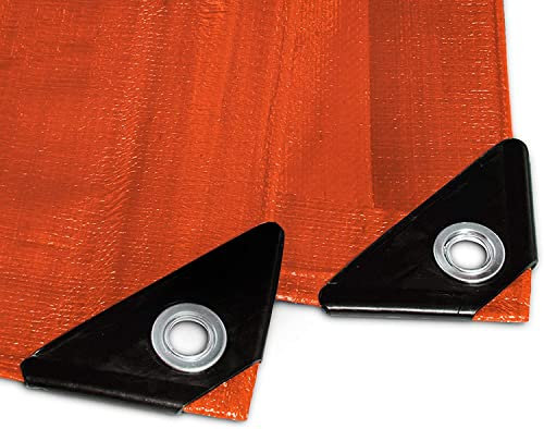 etm Lona de 8 x 14 m, 80 g/m², color naranja, para exteriores, jardín, remolques, etc. Lona con ojales, resistente a la intemperie, a los rayos UV e impermeable