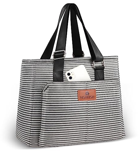 HSHRISH Bolsa Termica Porta Alimentos Mujeres, Bolsa de almuerzo isotérmica portátil multifuncional para adultos, mujeres, trabajo, compras, picnic, playa, exterior, 12L Rayas