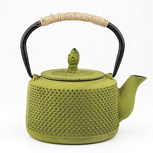 Teapot Tea Kettle Tea Pot Cast Iron Teapot with Infuser Filter Gas Stove Tea Kettle Metal Red Teapot Lifting Iron Kettle Kung Fu Tea Set 850M Teakettle/Teapots/Tea Pot (Color : Green) Present
