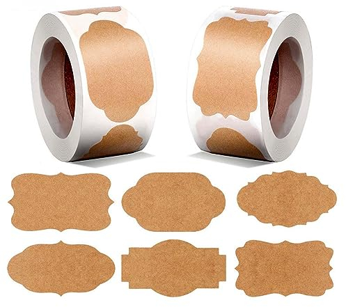 2 Rollen Etiketten Selbstklebend, 600 Stück Aufkleber Zum Beschriften, Etiketten Weihnachten Unregelmäßige Klebeetiketten für Haushalts Marmelade Geschenkaufkleber Basteln Flasche(6 Muster)