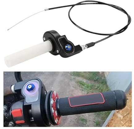 CGEAMDY Motorbike Throttle Grip Handlebar with Cable, Motorcycle 22mm Quick Twister with Throttle Cable, Handlebar Grips Quick Turn Twist Throttle Cable Kit, For 4-Stroke Motorbikes(Black)