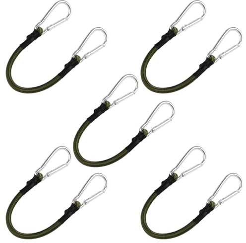 GHVACZS Lot de 5 tendeurs en caoutchouc avec mousqueton, 33 cm, avec mousqueton, sangle de serrage avec mousqueton pour auvents, vélos, voitures, chariots à bagages