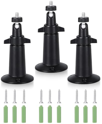 BNGXR Support Mural pour Caméra de Sécurité,3 Pièces Support Mural Caméra,Universel Support Mural Camera 360 Degrés Réglable Fixation pour Caméra de Sécurité Intérieur/Extérieur,Projecteur(Noir)